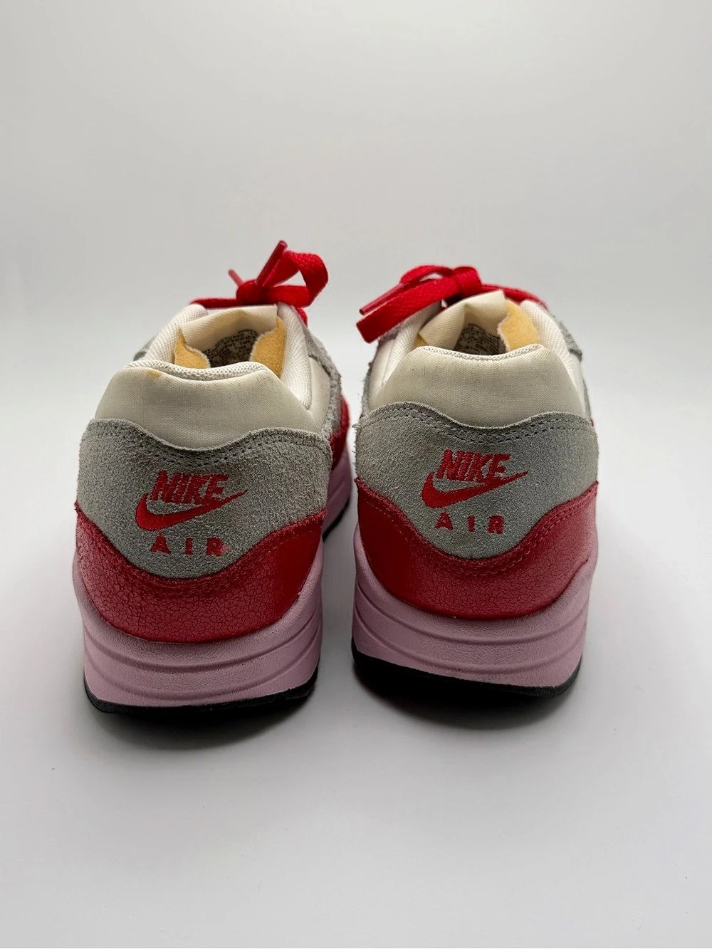 Nike Air Max 1 Chili 2.0 Color Block Sneakers Red & Gray - Picture 4 of 6